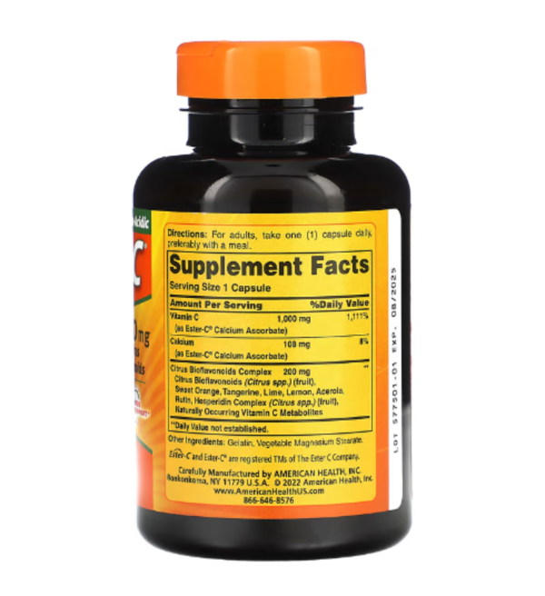 American Health, Ester-C with Citrus Bioflavonoids, 1,000 mg, 90 Capsules