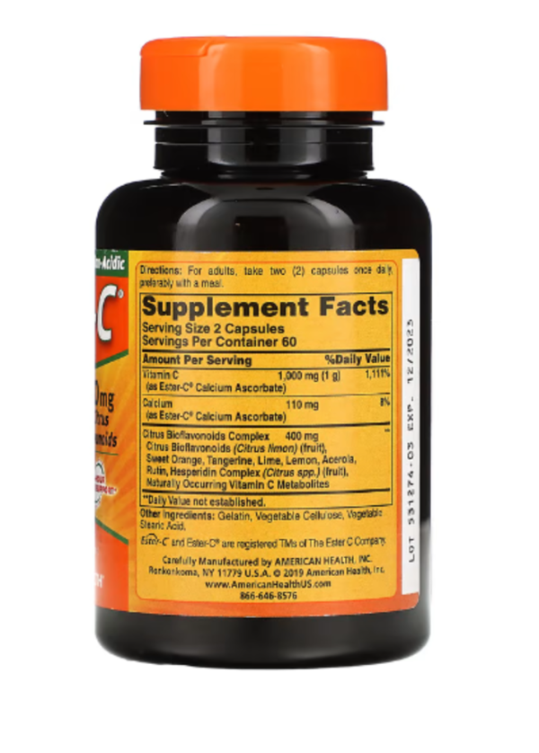 American Health, Ester-C with Citrus Bioflavonoids, 500 mg, 120 Capsules (250 mg per Capsule)