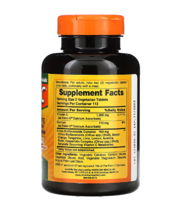 American Health, Ester-C with Citrus Bioflavonoids, 500 mg, 225 Vegetarian Tablets