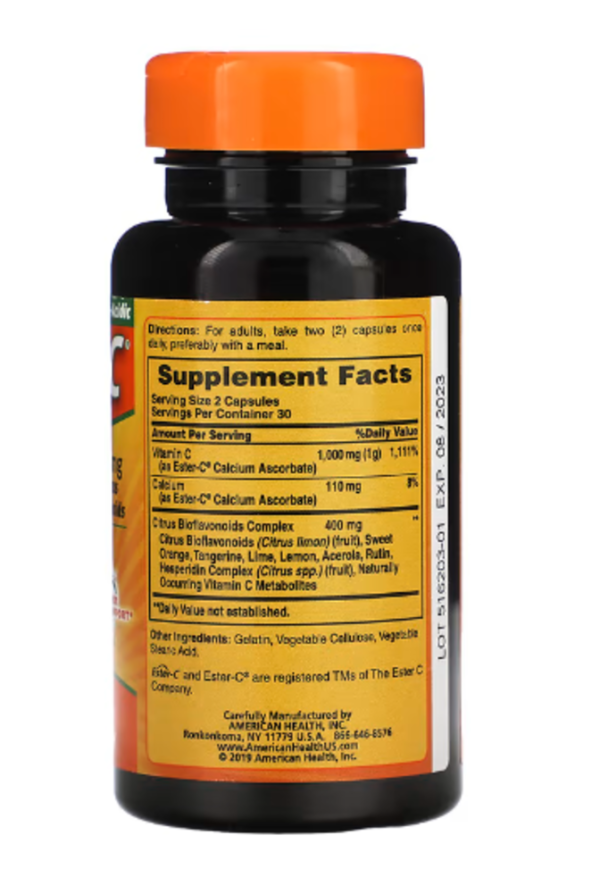 American Health, Ester-C with Citrus Bioflavonoids, 500 mg, 60 Capsules