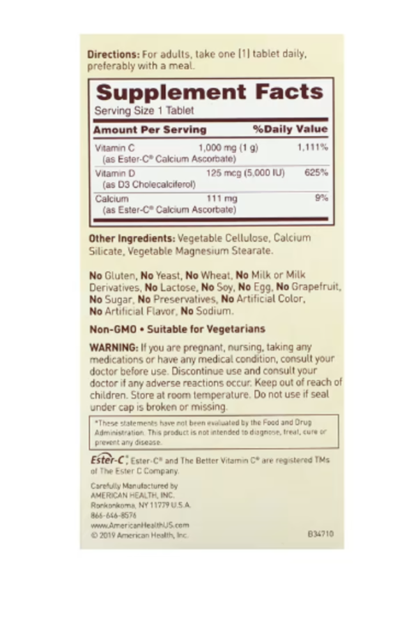American Health, Ester-C with D3, 60 Vegetarian Tablets