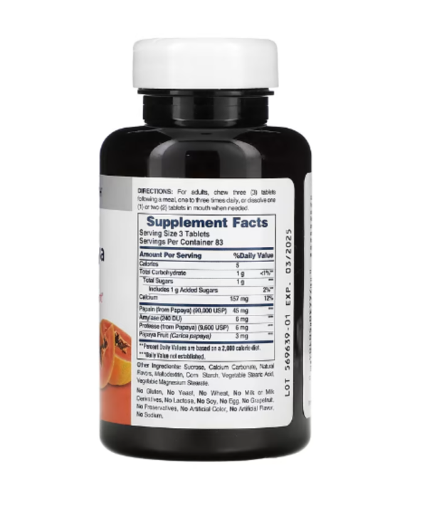 American Health, Original Chewable Papaya Enzyme, 250 Tablets