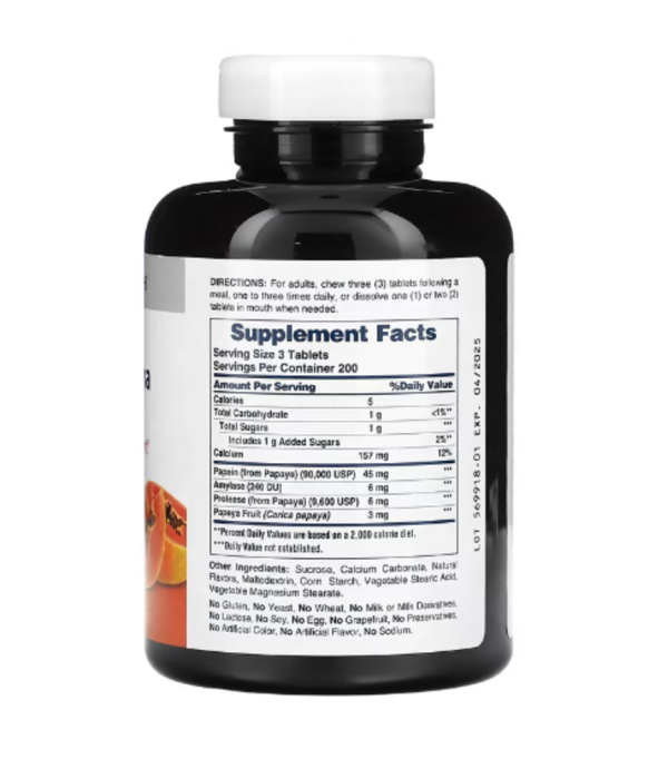 American Health, Original Chewable Papaya Enzyme, 600 Tablets
