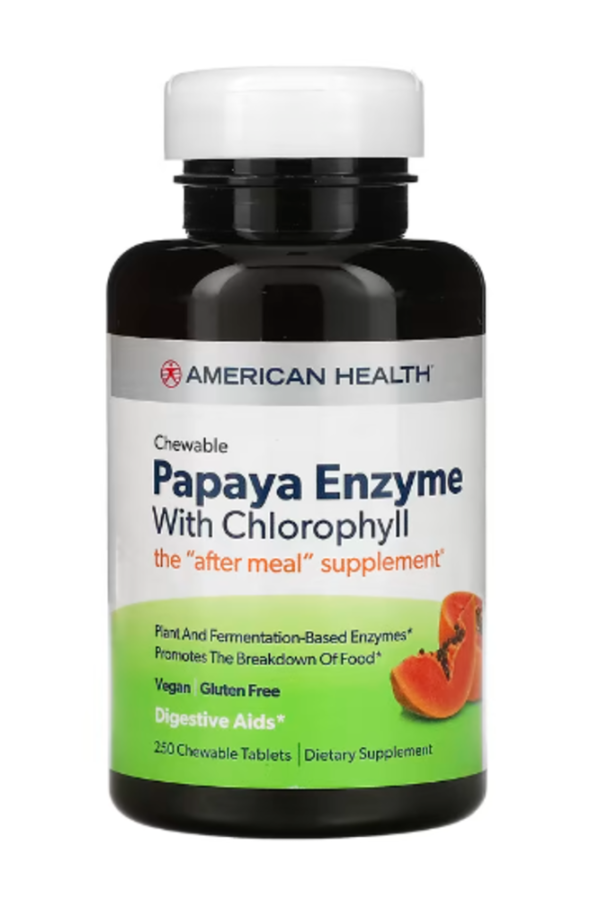 American Health, Papaya Enzyme with Chlorophyll, 250 Chewable Tablets