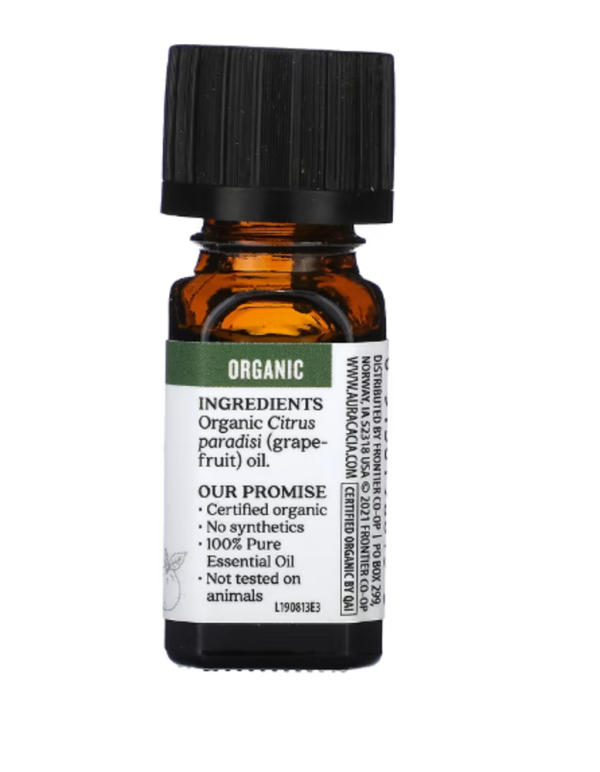 Aura Cacia, Organic Pure Essential Oil, Grapefruit, 0.25 fl oz (7.4 ml)