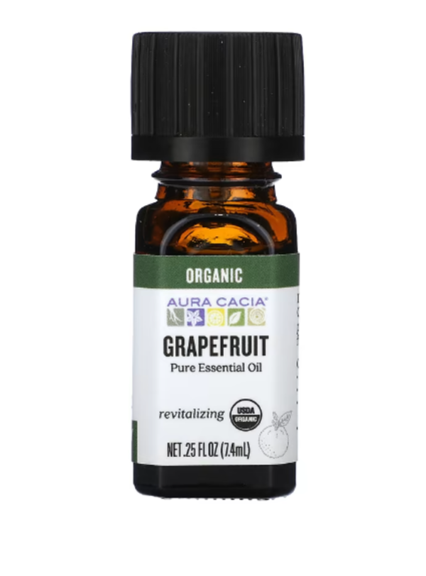 Aura Cacia, Organic Pure Essential Oil, Grapefruit, 0.25 fl oz (7.4 ml)