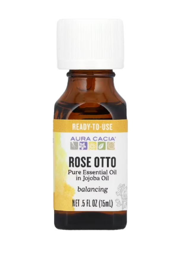 Aura Cacia, Pure Essential Oil in Jojoba Oil, Rose Otto , 0.5 fl oz (15 ml)