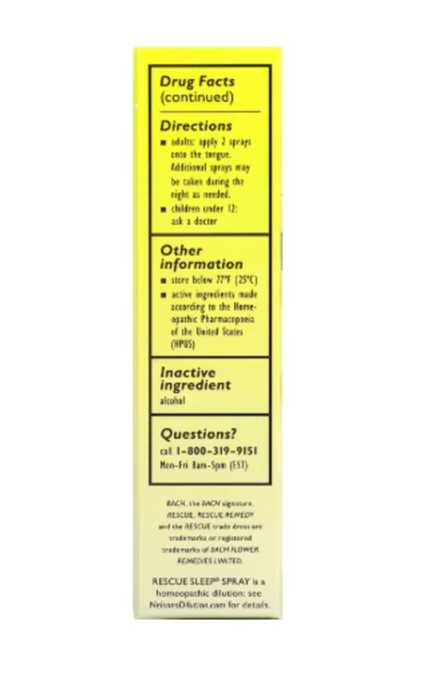 Bach, Original Flower Remedies, Rescue Sleep, Natural Sleep Aid, 0.7 fl oz (20 ml) Spray