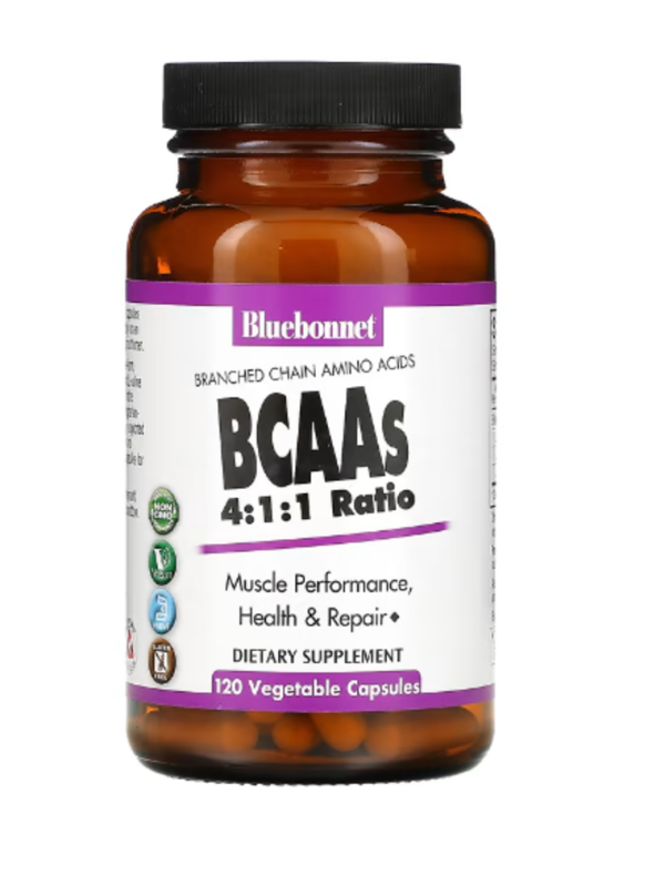Bluebonnet Nutrition, BCAAs 4:1:1 Ratio, 120 Vegetable Capsules
