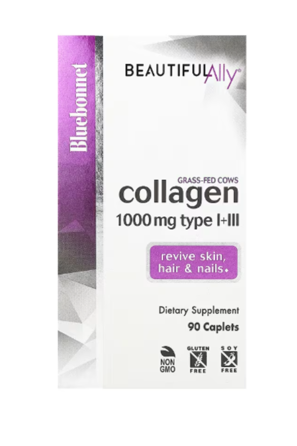 Bluebonnet Nutrition, Beautiful Ally, Collagen Type I+III, 1,000 mg, 90 Caplets