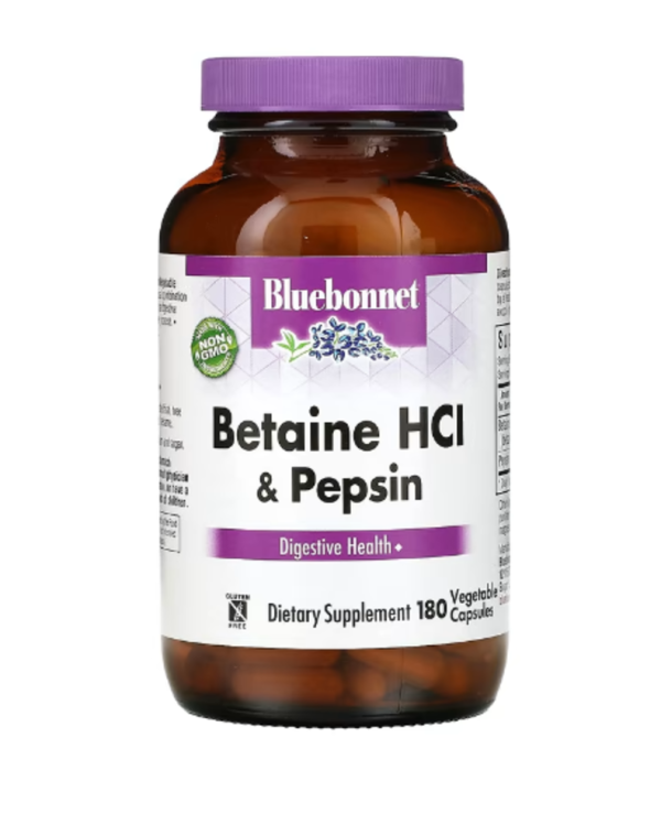 Bluebonnet Nutrition, Betaine HCl & Pepsin, 180 Vegetable Capsules