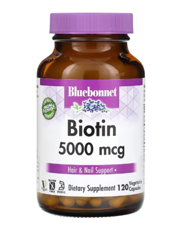 Bluebonnet Nutrition, Biotin, 5,000 mcg, 120 Vegetable Capsules