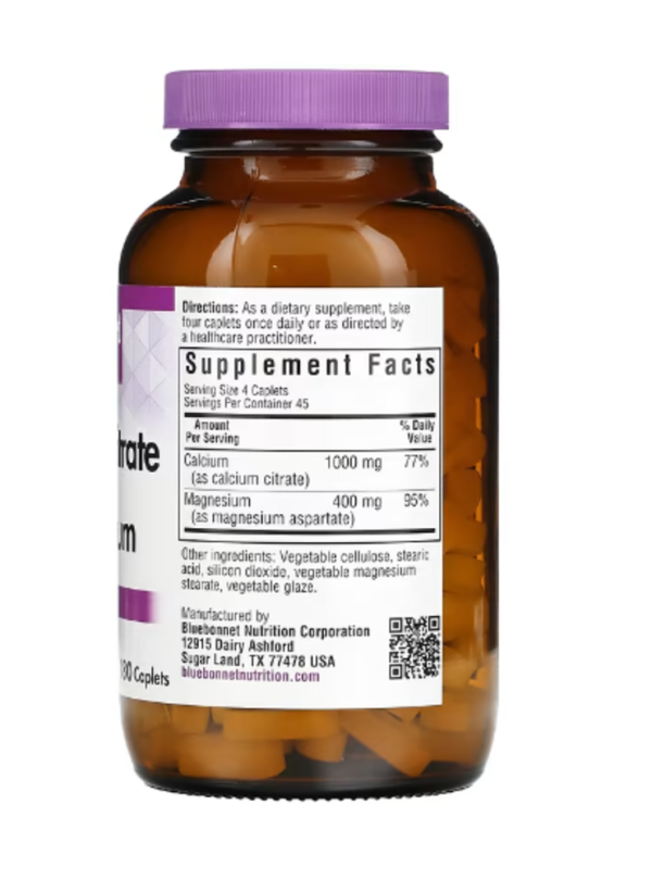Bluebonnet Nutrition, Calcium Citrate & Magnesium, 180 Caplets