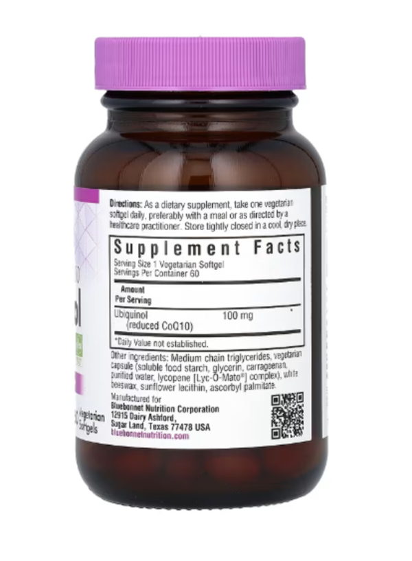 Bluebonnet Nutrition, CellularActive CoQ10, Ubiquinol, 100 mg, 60 Vegetarian Softgels