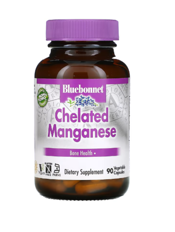 Bluebonnet Nutrition, Chelated Manganese, 90 Vegetable Capsules