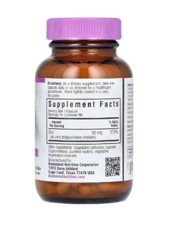 Bluebonnet Nutrition, Chelated Zinc, 90 Vegetable Capsules