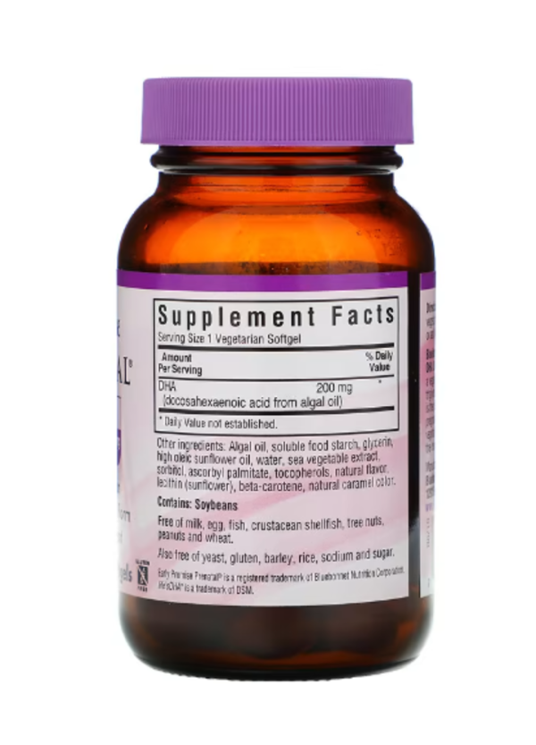 Bluebonnet Nutrition, Early Promise Prenatal, Gentle DHA, 200 mg, 60 Vegetarian Softgels