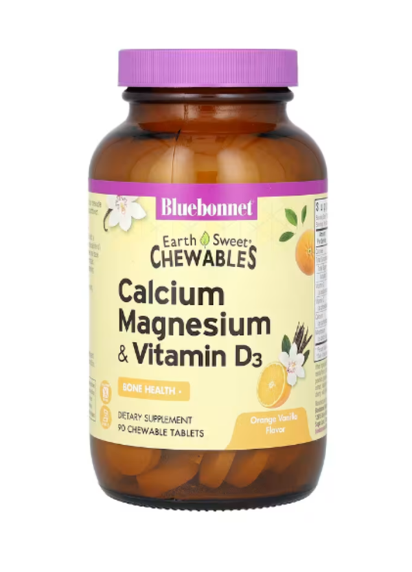 Bluebonnet Nutrition, EarthSweet Chewables, Calcium, Magnesium & Vitamin D3, Orange Vanilla, 90 Chewable Tablets