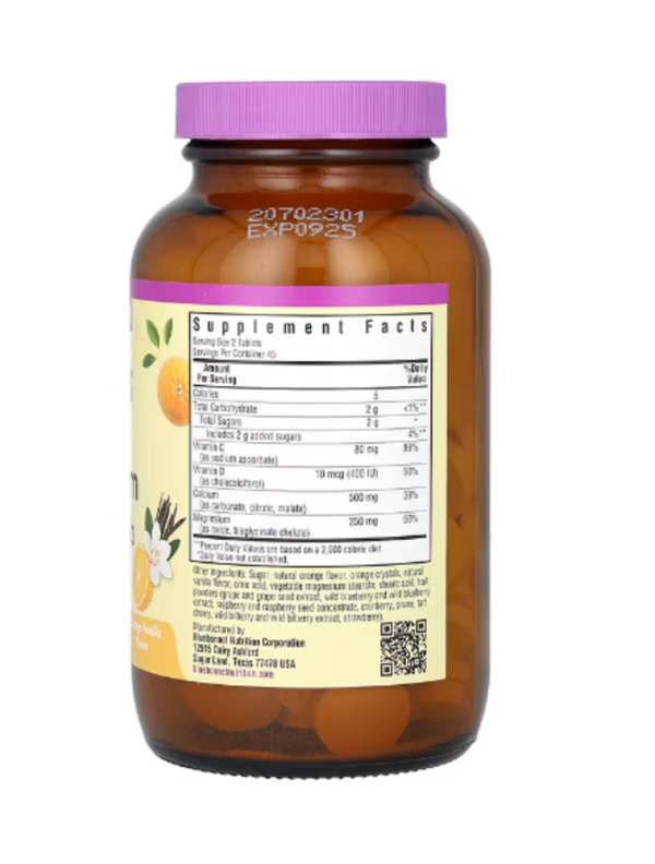 Bluebonnet Nutrition, EarthSweet Chewables, Calcium, Magnesium & Vitamin D3, Orange Vanilla, 90 Chewable Tablets
