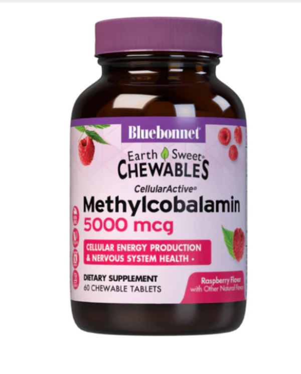 Bluebonnet Nutrition, EarthSweet Chewables, CellularActive Methylcobalamin, Raspberry , 5,000 mcg, 60 Chewable Tablets