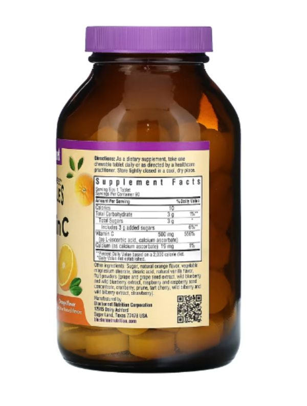 Bluebonnet Nutrition, EarthSweet Chewables, Vitamin C, Orange, 500 mg, 90 Chewable Tablets
