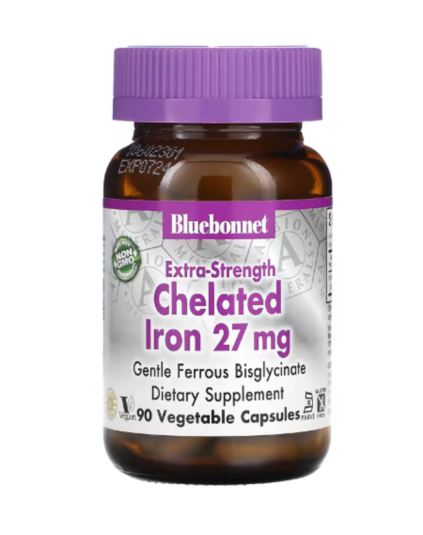 Bluebonnet Nutrition, Extra Strength Chelated Iron, 27 mg, 90 Vegetable Capsules