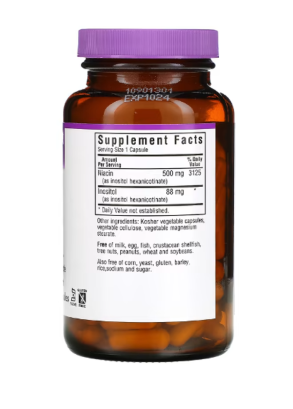 Bluebonnet Nutrition, Flush-Free Niacin, 500 mg, 120 Vegetable Capsules
