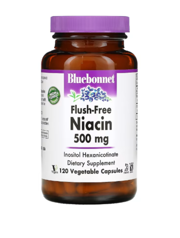 Bluebonnet Nutrition, Flush-Free Niacin, 500 mg, 120 Vegetable Capsules