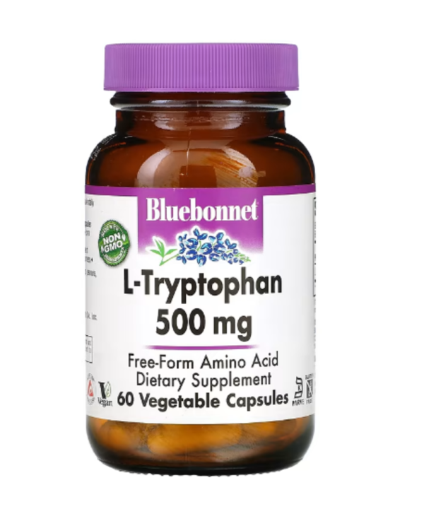 Bluebonnet Nutrition, L-Tryptophan, 500 mg, 60 Vegetable Capsules