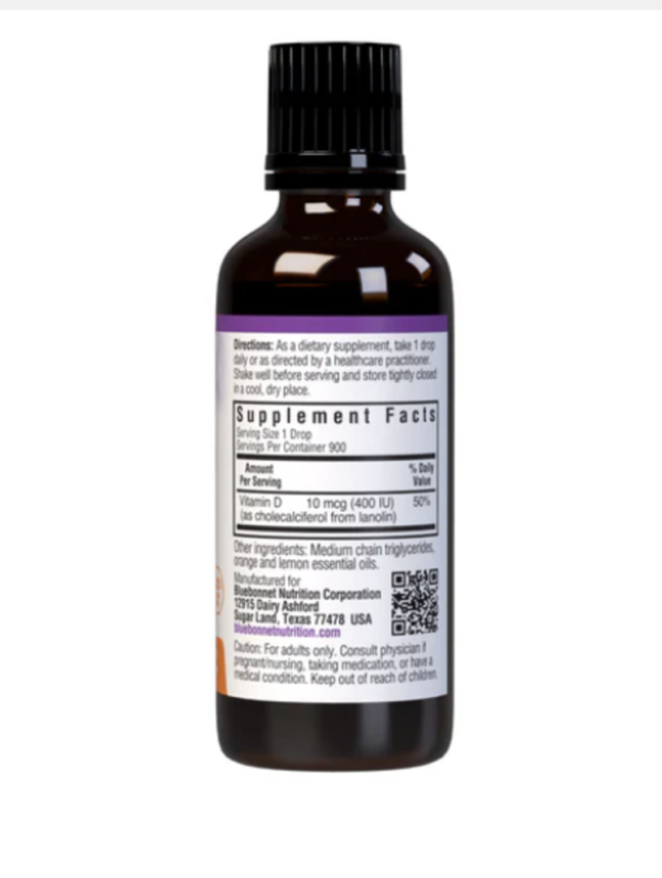 Bluebonnet Nutrition, Liquid Vitamin D3 Drops, Citrus, 10 mcg (400 IU), 1 fl oz (30 ml)