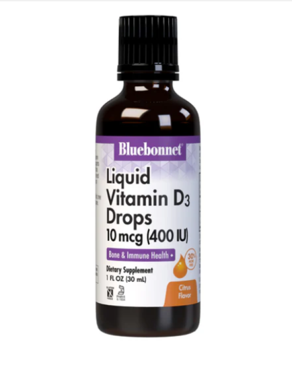 Bluebonnet Nutrition, Liquid Vitamin D3 Drops, Citrus, 10 mcg (400 IU), 1 fl oz (30 ml)