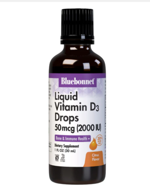 Bluebonnet Nutrition, Liquid Vitamin D3 Drops, Citrus, 50 mcg (2,000 IU), 1 fl oz (30 ml)
