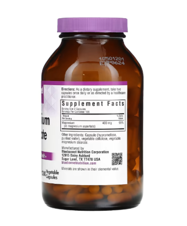Bluebonnet Nutrition, Magnesium Aspartate, 200 Vegetable Capsules