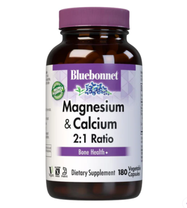 Bluebonnet Nutrition, Magnesium Plus Calcium, 2:1 Ratio, 180 Veggie Caps
