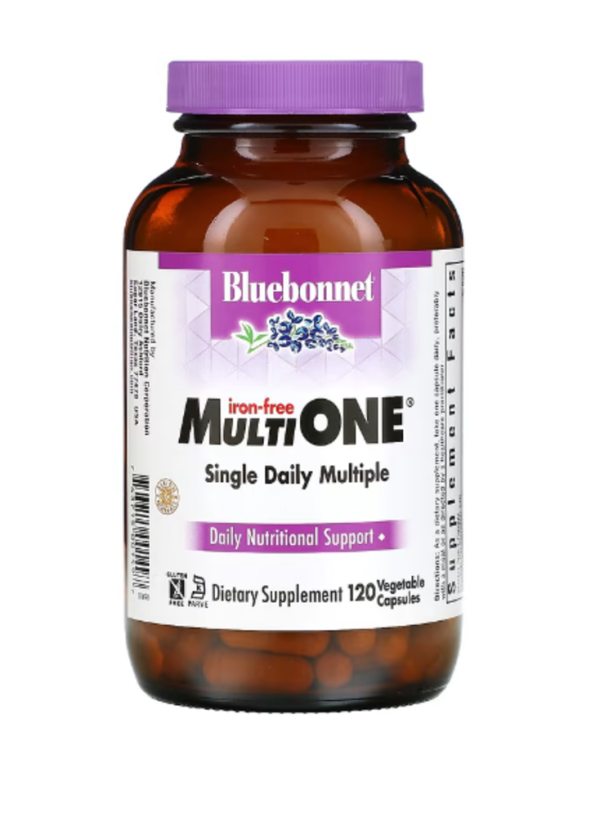 Bluebonnet Nutrition, MultiONE, Single Daily Multiple, Iron-Free, 120 Vegetable Capsules