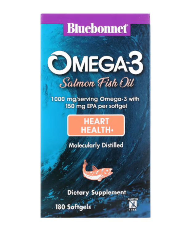 Bluebonnet Nutrition, Omega-3 Salmon Fish Oil, 1,000 mg, 180 Softgels