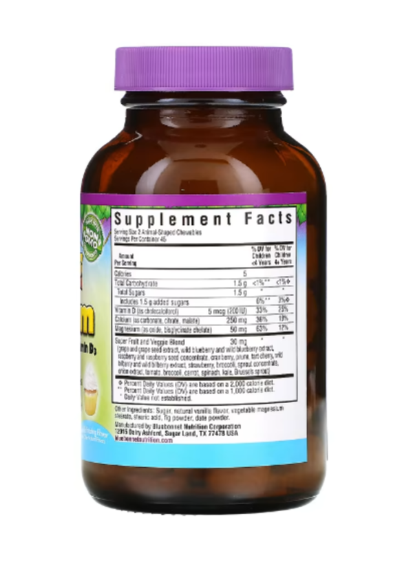 Bluebonnet Nutrition, Rainforest Animalz, Calcium Magnesium & Vitamin D3, Natural Vanilla Frosting, 90 Chewables