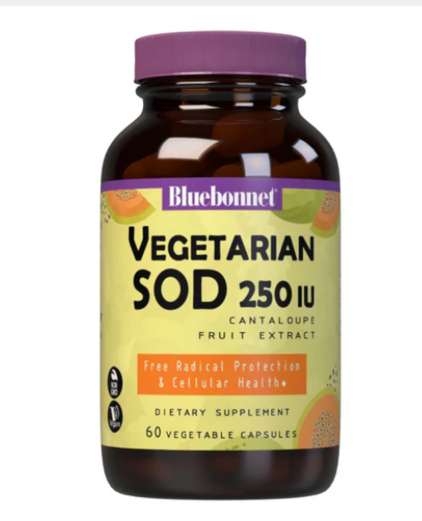 Bluebonnet Nutrition, Super Fruit, Vegetarian SOD, Cantaloupe Fruit Extract, 250 IU, 60 Vegetable Capsules