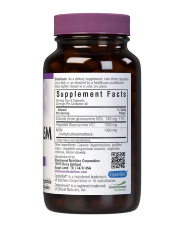 Bluebonnet Nutrition, Vegetarian Glucosamine MSM, 120 Vcaps