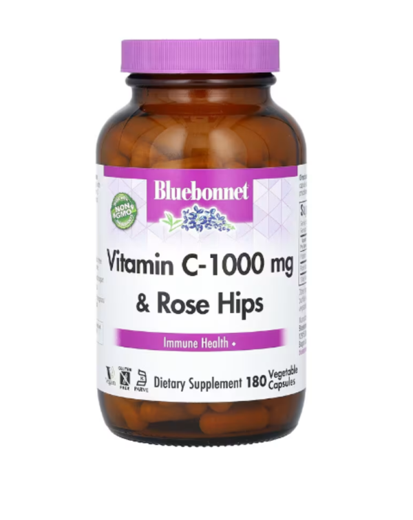 Bluebonnet Nutrition, Vitamin C & Rose Hips, 1,000 mg, 180 Vegetable Capsules