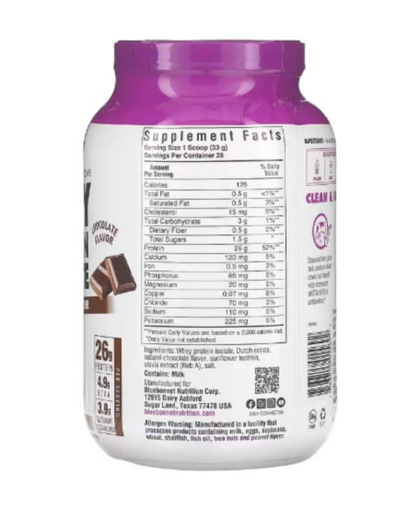 Bluebonnet Nutrition, Whey Protein Isolate, Chocolate, 2 lbs (924 g)