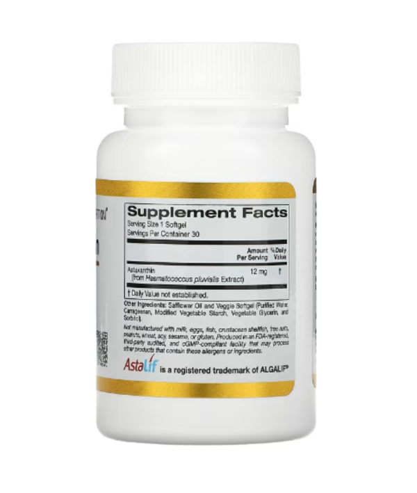 California Gold Nutrition, Astaxanthin, Astalif Pure Icelandic, 12 mg, 30 Veggie Softgels