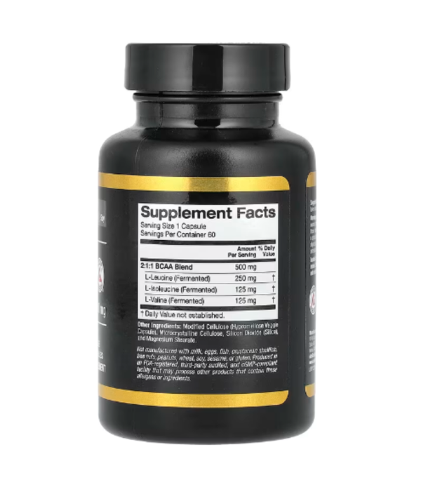 California Gold Nutrition, BCAA, AjiPure® Branched Chain Amino Acids, 500 mg, 60 Veggie Capsules