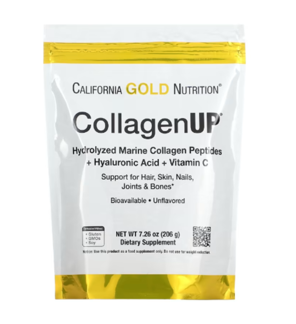 California Gold Nutrition, CollagenUP, Hydrolyzed Marine Collagen Peptides with Hyaluronic Acid and Vitamin C, Unflavored, 7.26 oz (206 g)