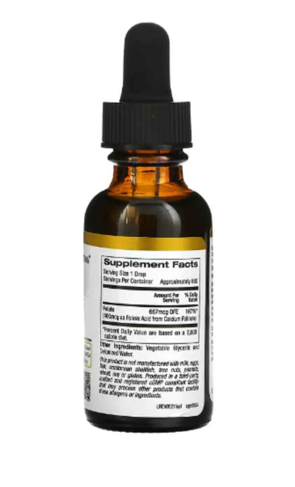 California Gold Nutrition, Folinic Acid, Alcohol Free, 1 fl oz (30 ml)