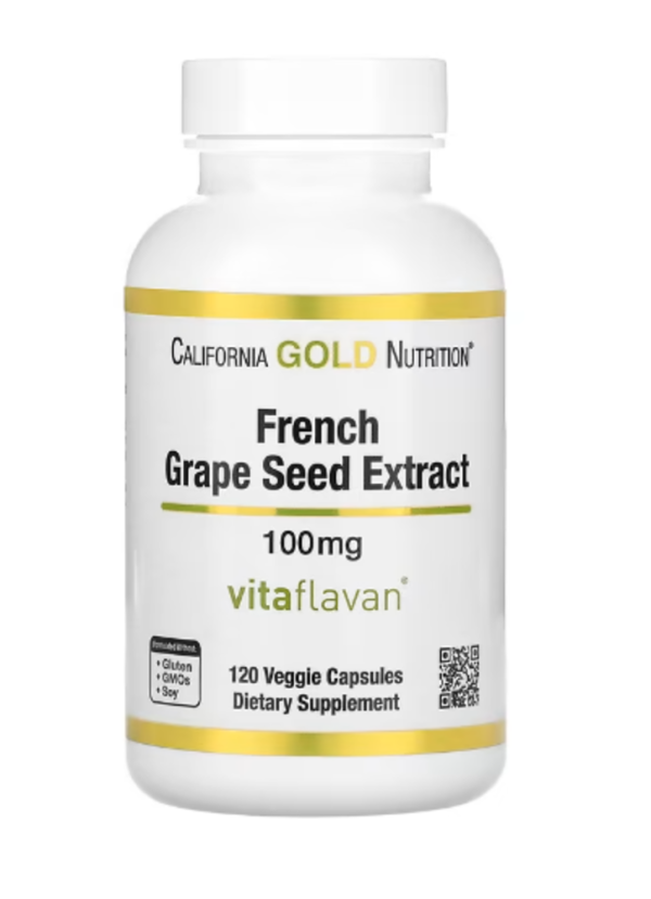 California Gold Nutrition, French Grape Seed Extract, Vitaflavan, 100 mg, 120 Veggie Capsules