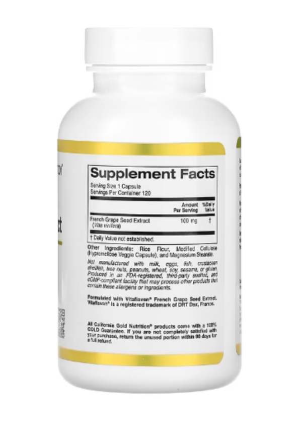 California Gold Nutrition, French Grape Seed Extract, Vitaflavan, 100 mg, 120 Veggie Capsules