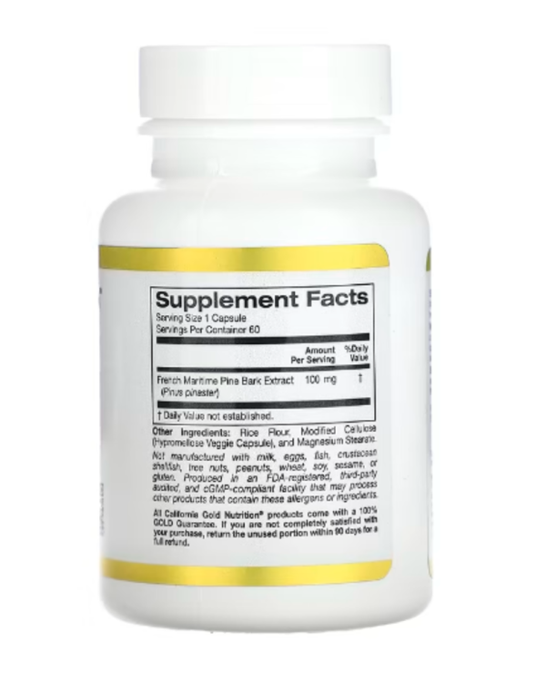 California Gold Nutrition, French Maritime Pine Bark Extract, Oligopin, 100 mg, 60 Veggie Capsules