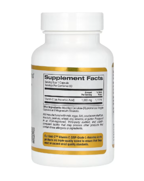 California Gold Nutrition, Gold C, USP Grade Vitamin C, 1,000 mg, 60 Veggie Capsules