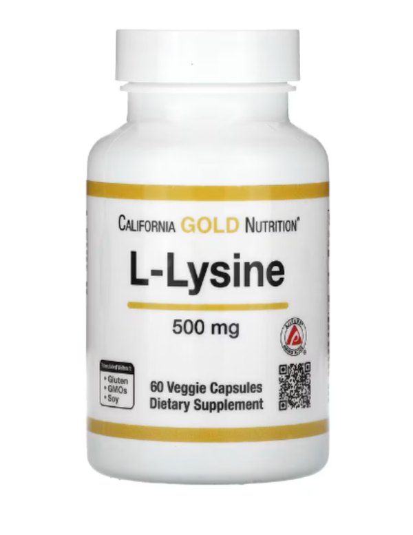 California Gold Nutrition, L-Lysine, 500 mg, 60 Veggie Capsules